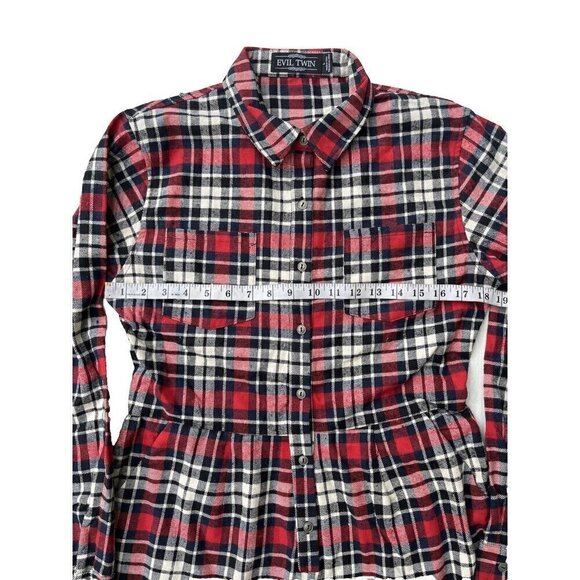 Evil Twin Women's Red Plaids Cotton Big Wednesday Playsuit Romper Size L $89 - Picture 9 of 16